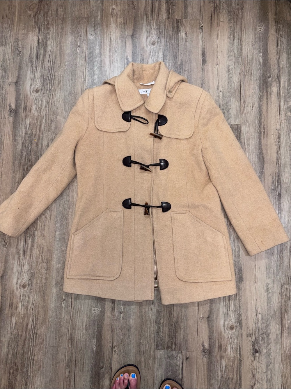 Larry Levine Vintage Camel Hair Wool Blend Toggle Coat Tan Womens 10P Jacket
